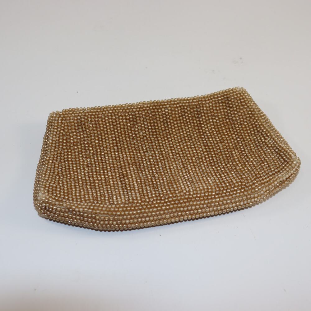 Vintage Pearl Beaded Clutch Evening Bag Zipper Formal‎ Retro Glam